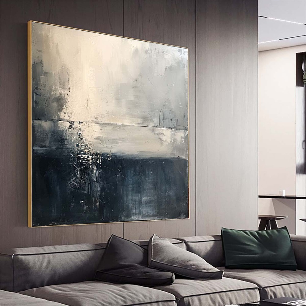Living Room Abstract oil Painting on Canvas Art Hand Painted black Thick Texture