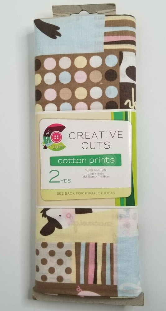 Creative Cuts Cotton Prints Fabric 2 yards Farm Animals Cow Horse Pig Sounds