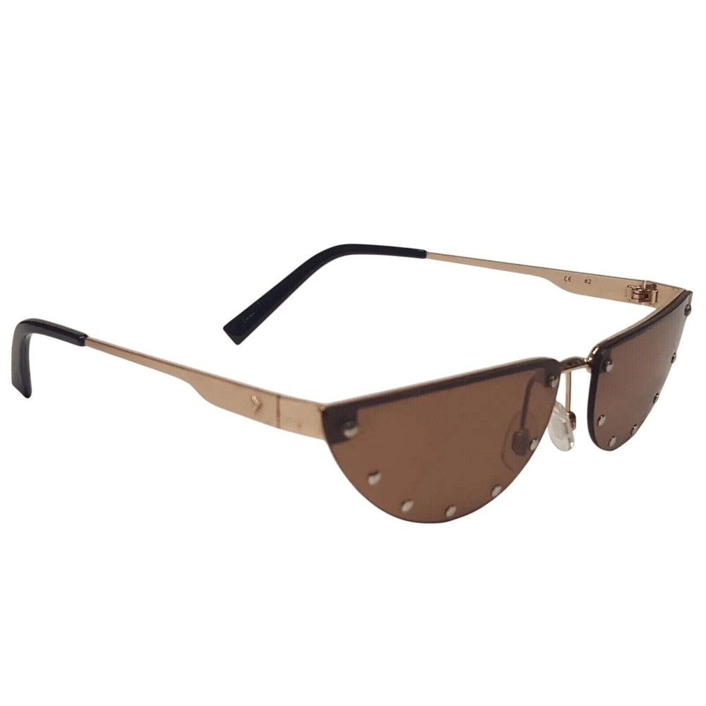 Kendall + Kylie Abigail Metal Gold Black Half Oval Studded Frame Sunglasses