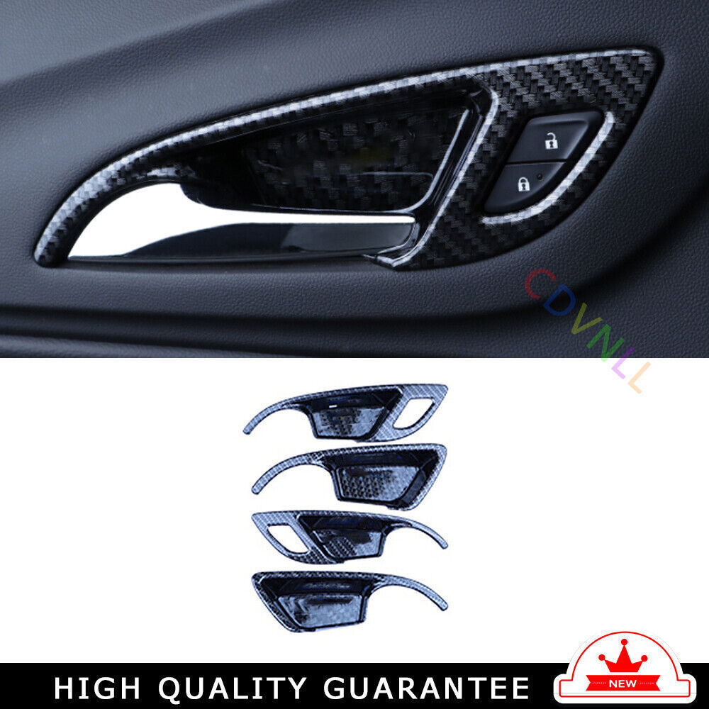 Inner Door Bowl Sticker Trim 4* For Chevrolet Equinox 2018-2021 ABS Carbon Fiber