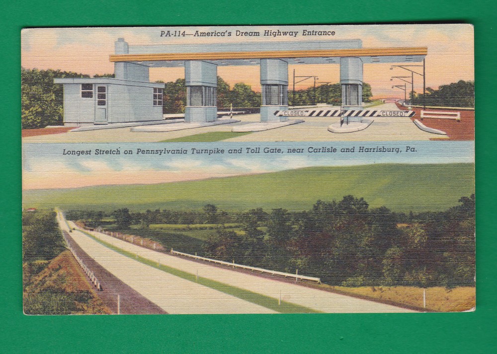 Pennsylvania-  Turnpike And Toll Gate Near Carlisle And Harrisburg Pa. Pc. 1568