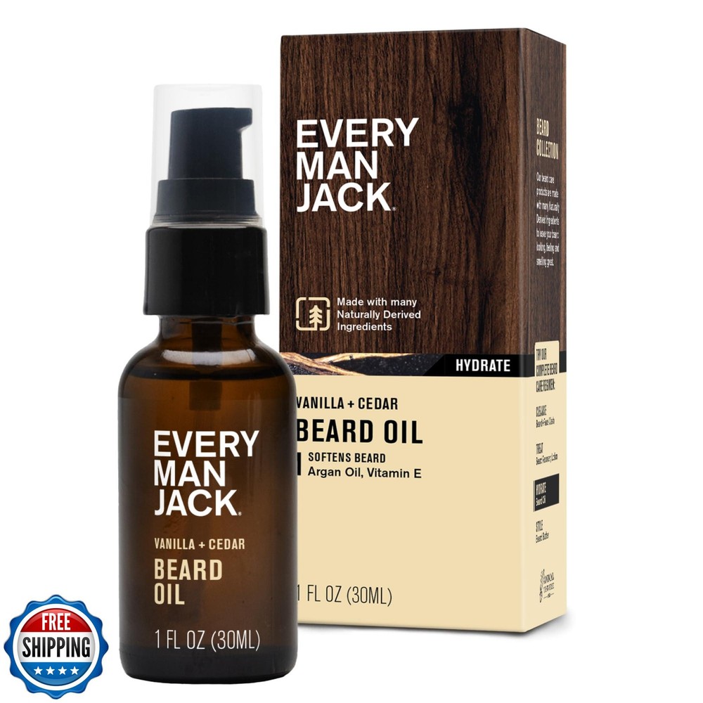 Every Man Jack Vanilla Cedar Beard Oil for Deep Moisture