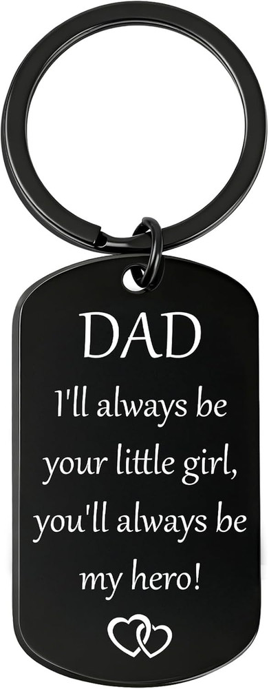 Dad Keychain Gift Engraved Message Fathers Day Birthday from Son Daughter