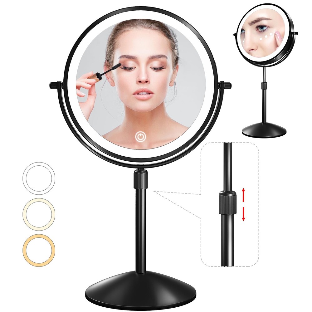 8-inch Omobolanle Lighted Makeup Mirror with 10X Mag & 360° Swivel