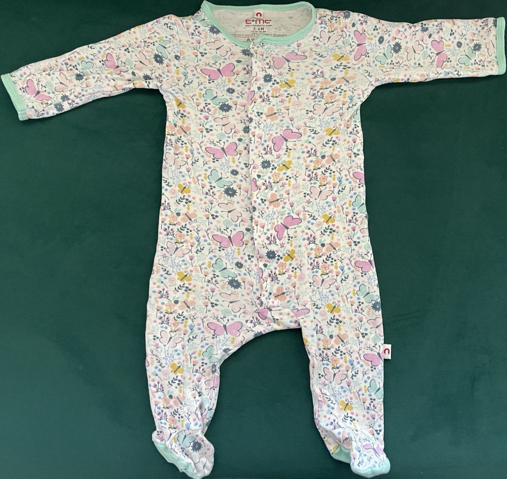 Magnetic me bodysuit. Butterfly Floral 100% Cotton 3-6M White Pink