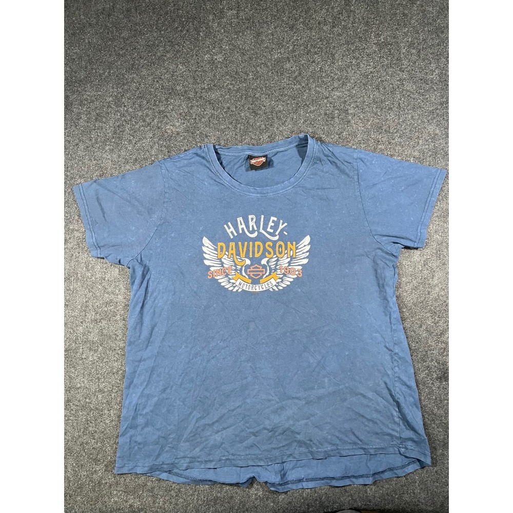Harley Davidson Horny Toad Temple Texas Graphic T-Shirt Blue Mens XLVintage Look