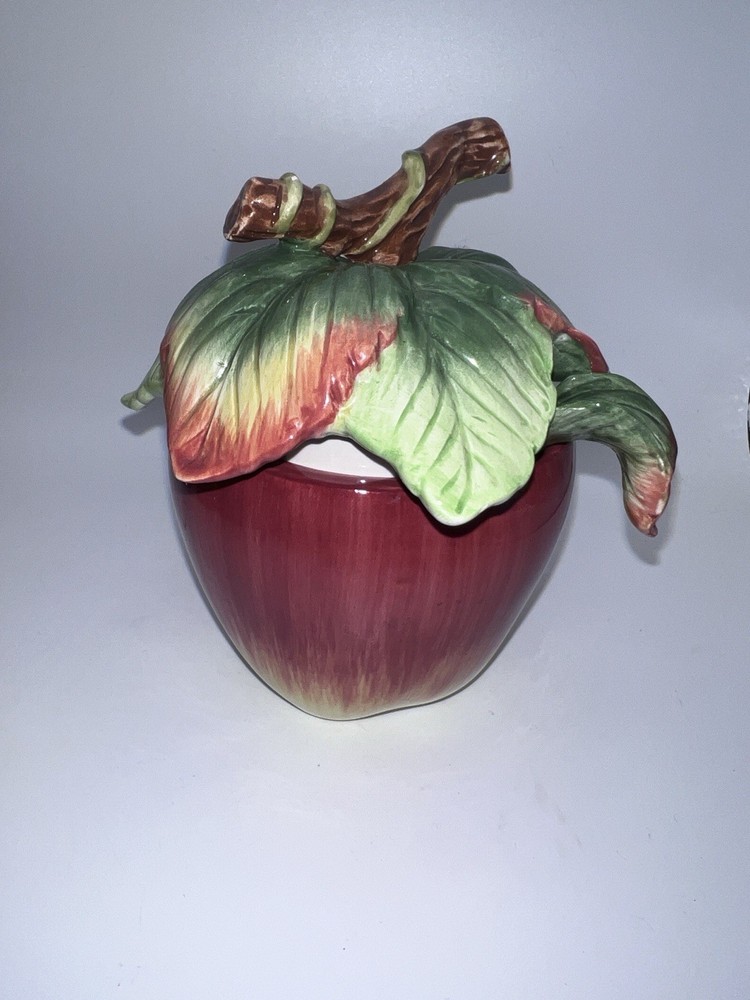 Fitz & Floyd Country Gourmet Apple Ceramic Jam/Jelly Jar with Spoon & Lid Rare