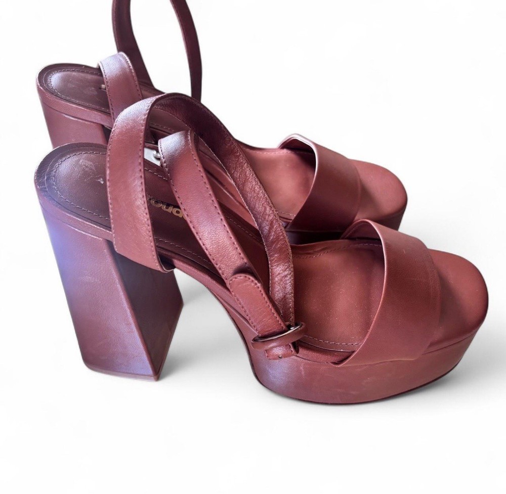 Larroudé Brown Leather Platform Heels – Size 7.5 Made in Brazil. retail ~$275