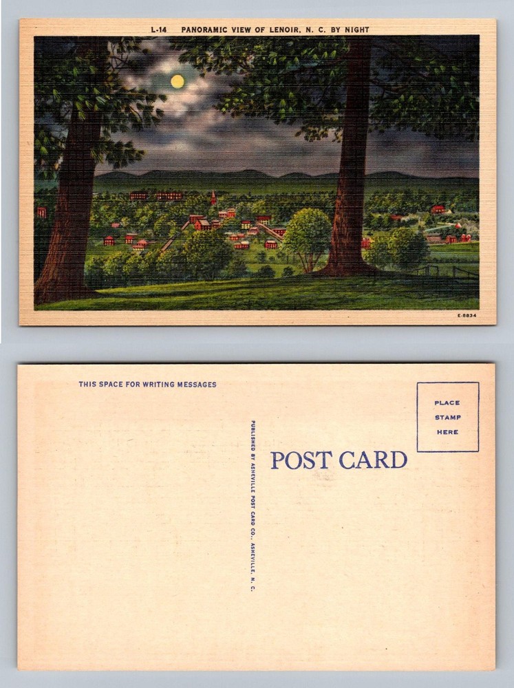 Lenoir, NC-North Carolina, Panoramic View by Night Vintage Postcard