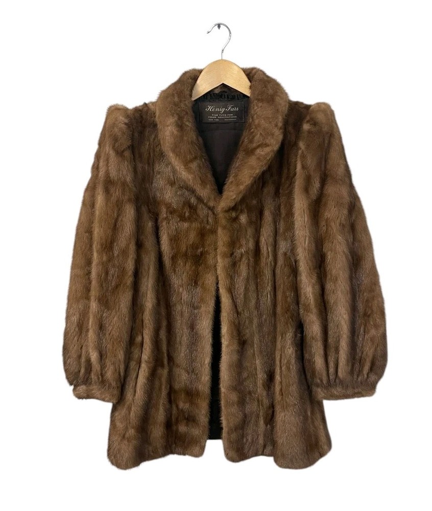 Vintage HENIG FURS 100% Brown Mink Fur Coat Women Size 12