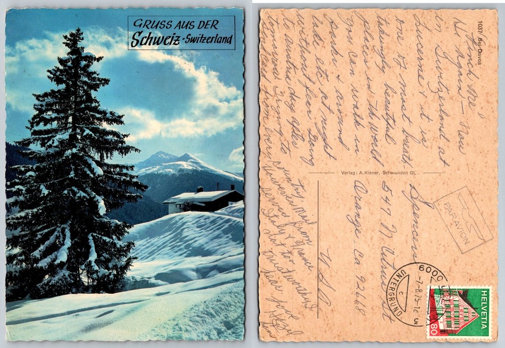 Vintage 1975 Swiss Alps Postcard 