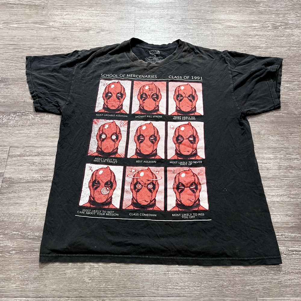 Marvel Shirt Dead Pool Large Shirt Crew Neck Short Sleeve Casual Tee Black