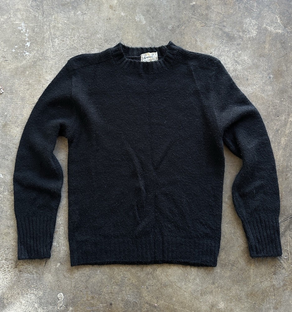 Vintage 50s black pullover sweater Orlon Acrylic By Kampus Kiss 1950s 1960s