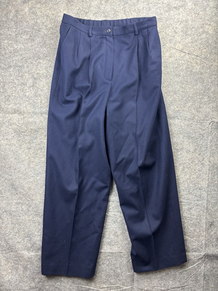 Pendleton Pants Womens 16 Navy Virgin Wool Pleated Dress Straight Leg Career