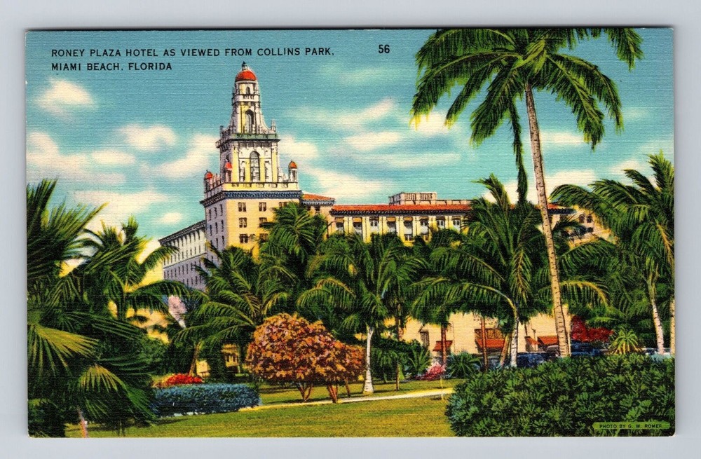 Miami Beach FL-Florida, Roney Plaza Hotel, Vintage Postcard