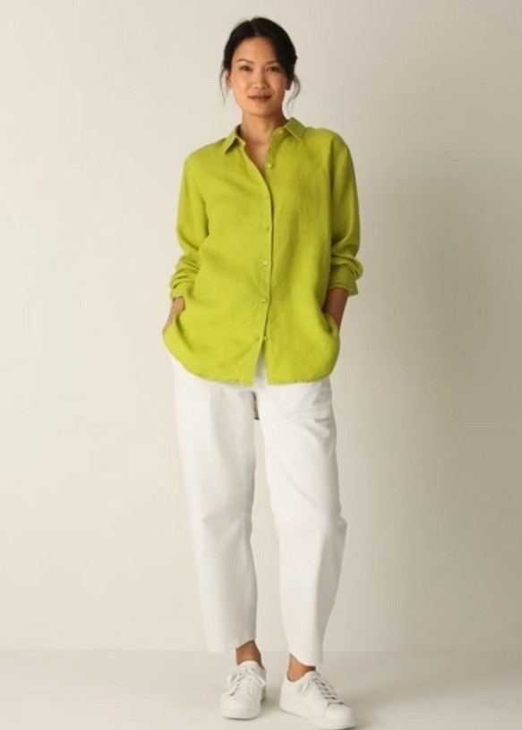 EILEEN FISHER Organic Handkerchief Women’s XL Irish Linen Classic Collar Shirt
