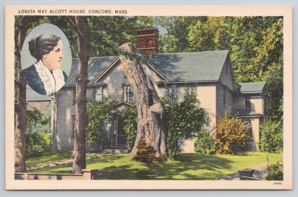 Louisa May Alcott House Concord MA Orchard House Tichnor Linen Postcard