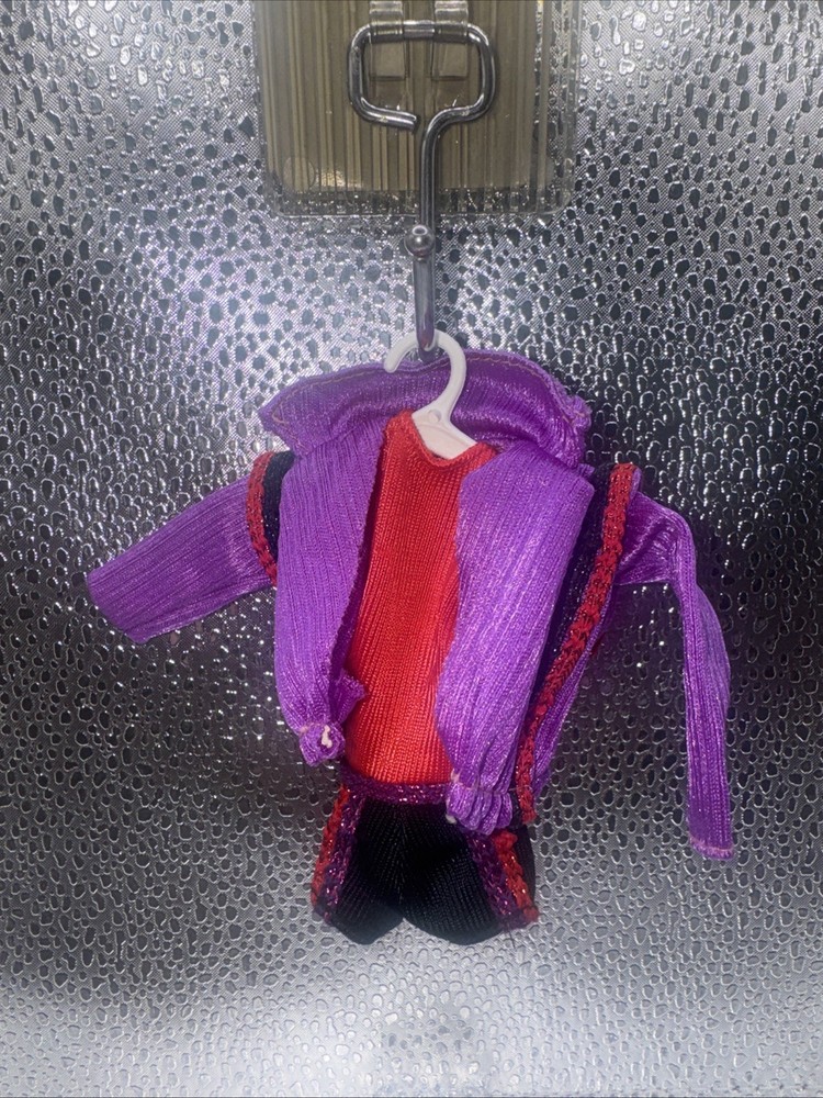 Vintage 1980 Roller Skating Barbie Outfit  Red Black Romper & Purple Jacket