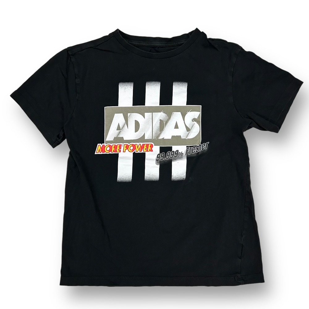 Boys Adidas Black Short Sleeve Tee Size 13-14 Years YLG Athletic T-Shirt