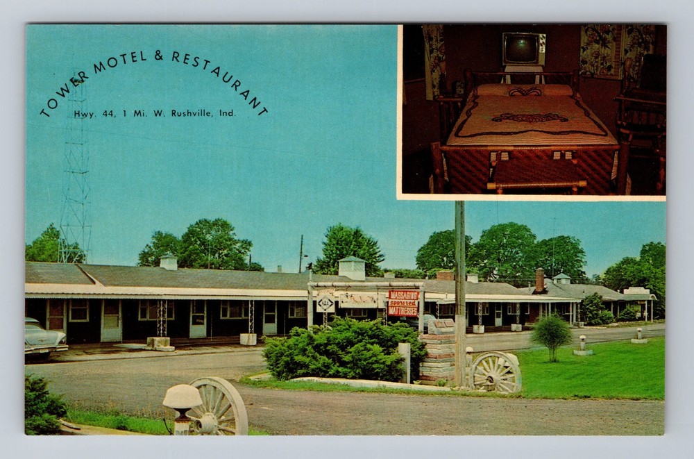 Rushville IN-Indiana Tower Motel And Restaurant Vintage Postcard