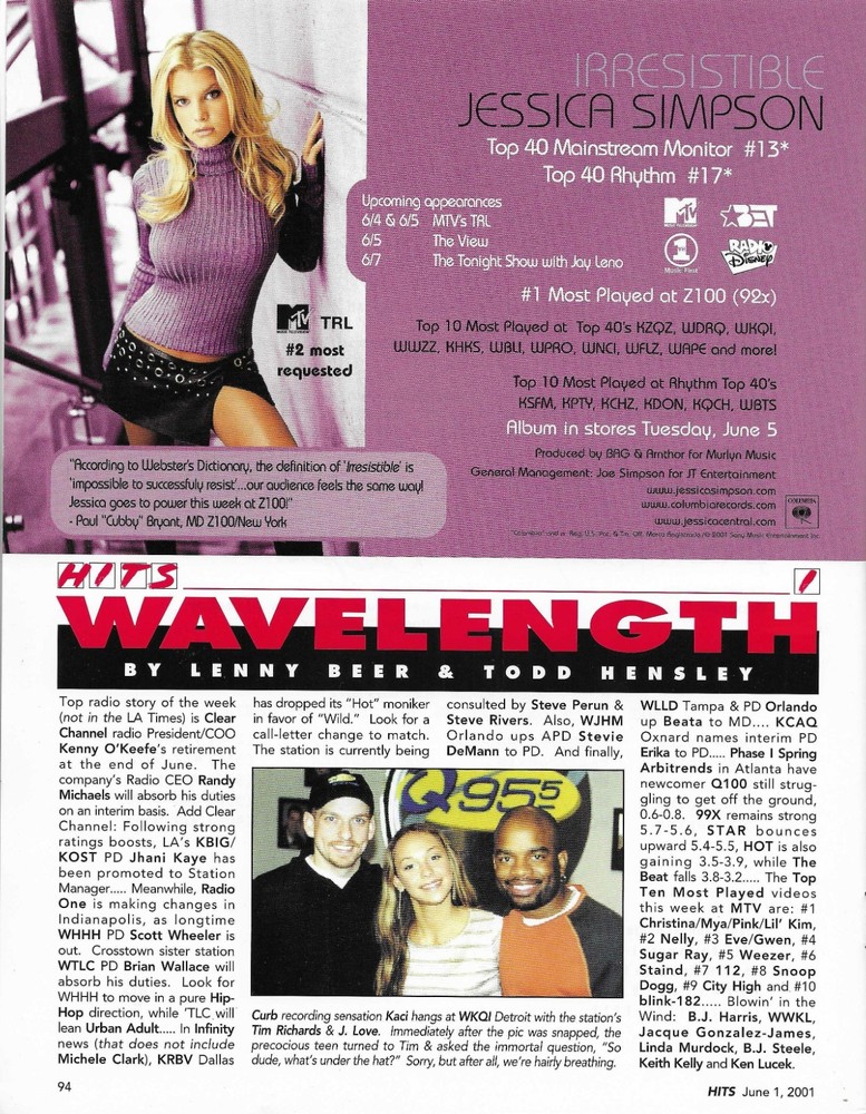 JESSICA SIMPSON Rare 2001 PROMO TRADE AD Poster for Irresistible MINT 8.5x11