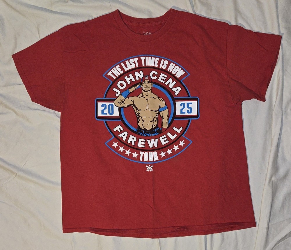 WWE John Cena 2025 Farewell Tour T-Shirt. XL Red Wrestling Last Time Is Now Tee