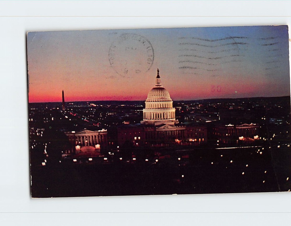 Postcard US Capitol at Night Washington DC USA