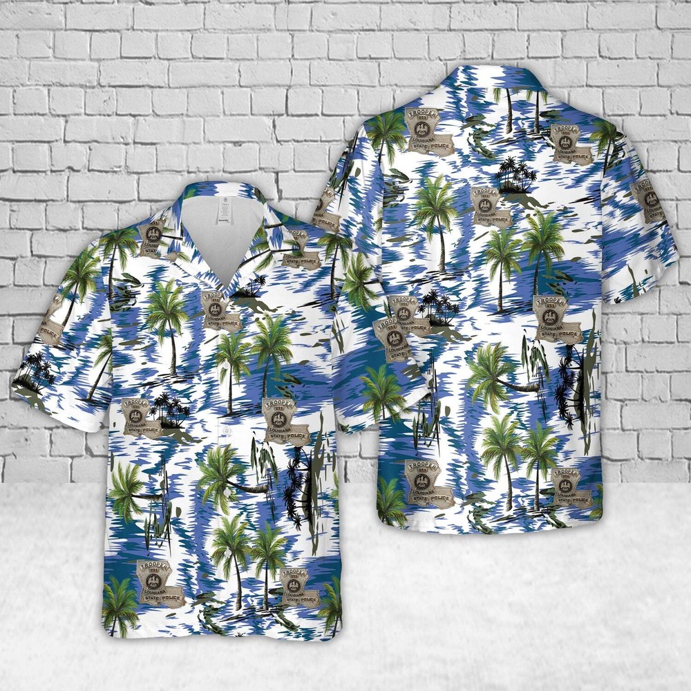 1940 Louisiana State Police Trooper Badge Hawaiian Shirt