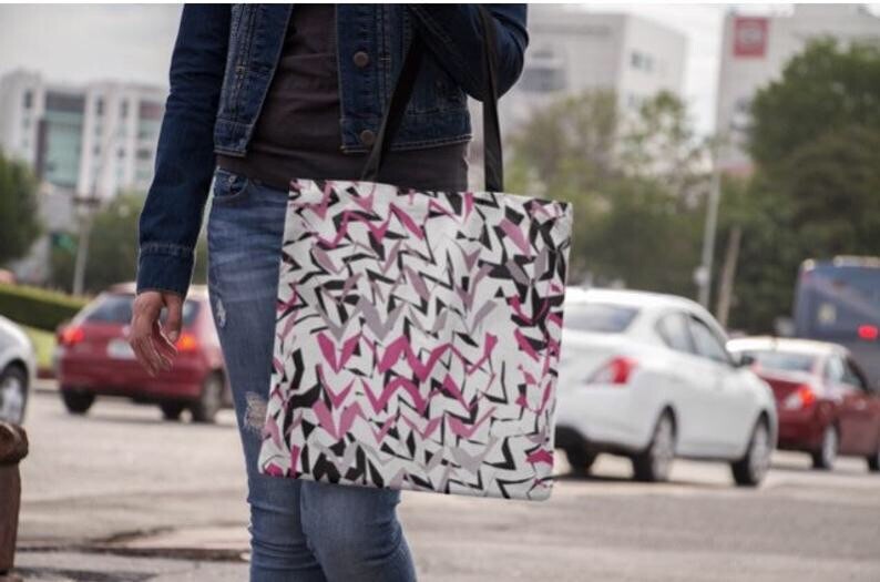 Abstract Print Canvas Tote Bag for Women - Stylish & Functional-image