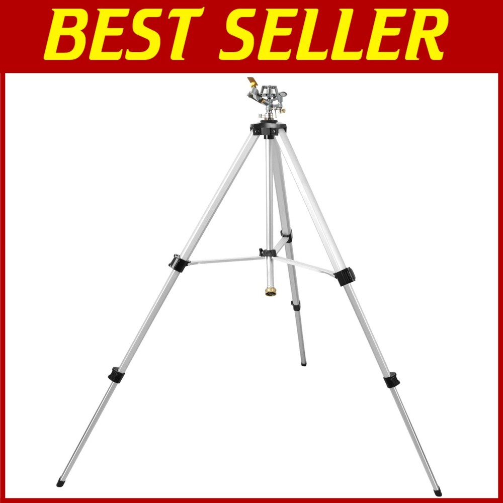 Heavy Duty Tripod Sprinkler - Metal Construction, 90 Ft Coverage, 50 Inch Height