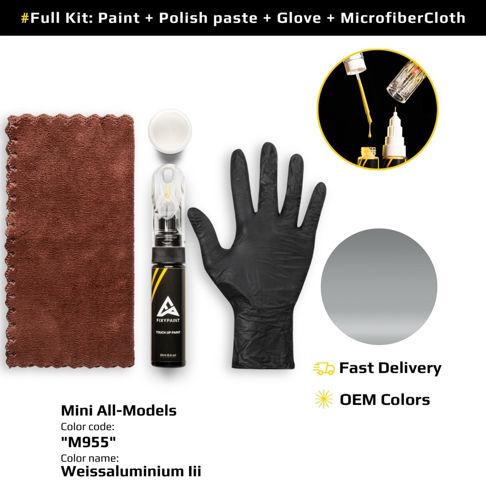 Touch up Paint for Mini Code: M955 Weissaluminium Iii Professional Repair
