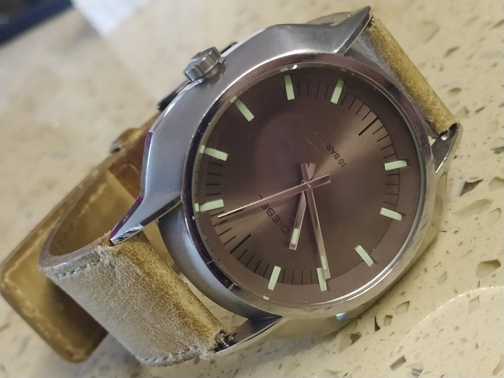 Diesel DZ-4041 Watch Leather Band 10 Bar Men's Used 44mm