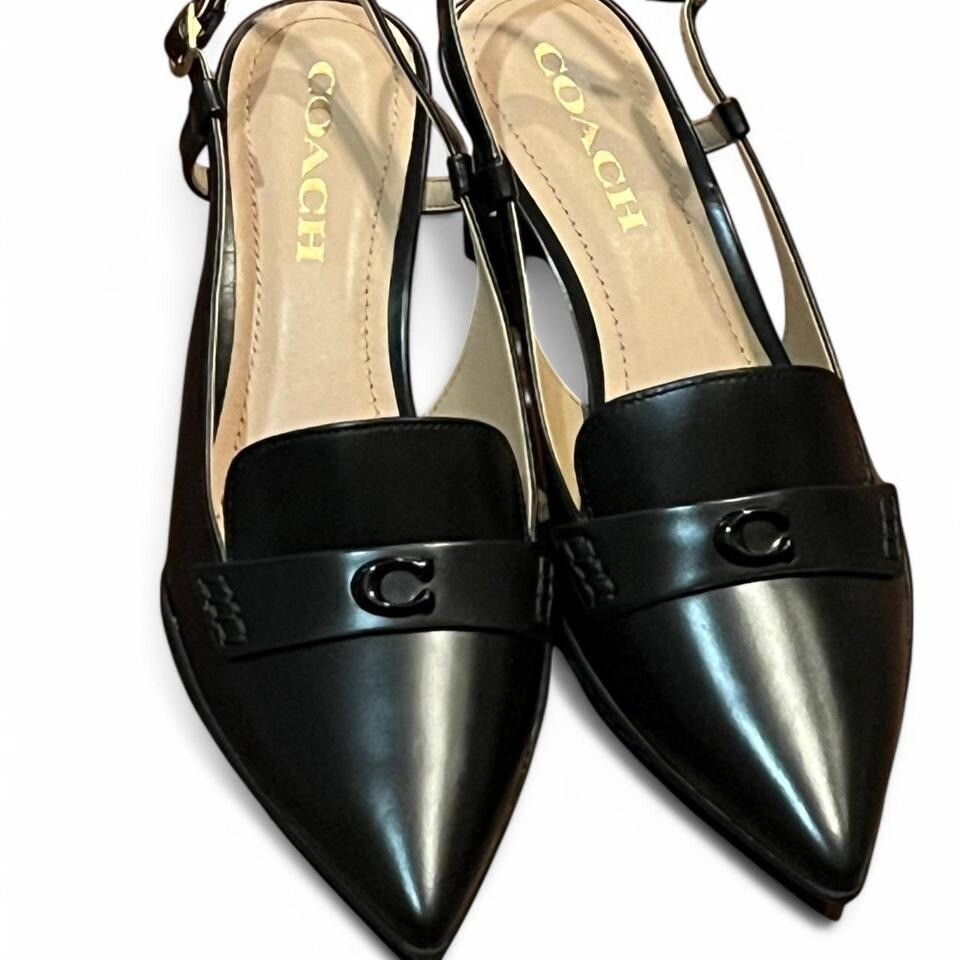 Coach Black Leather Nikola Hybrid Heel Slingbacks Size 6