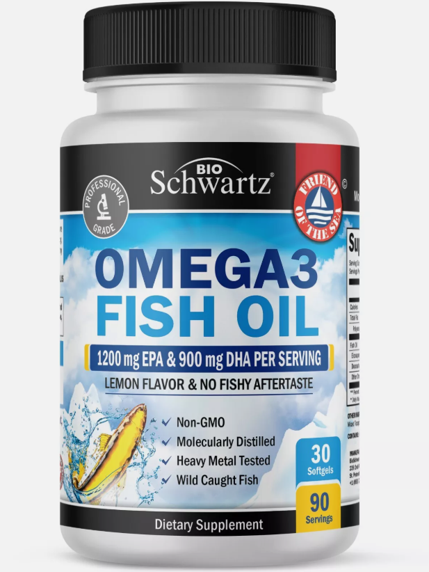BioSchwartz Omega 3 Fish 1200mg EPA & 900mg DHA Oil Supplement - 90 Count