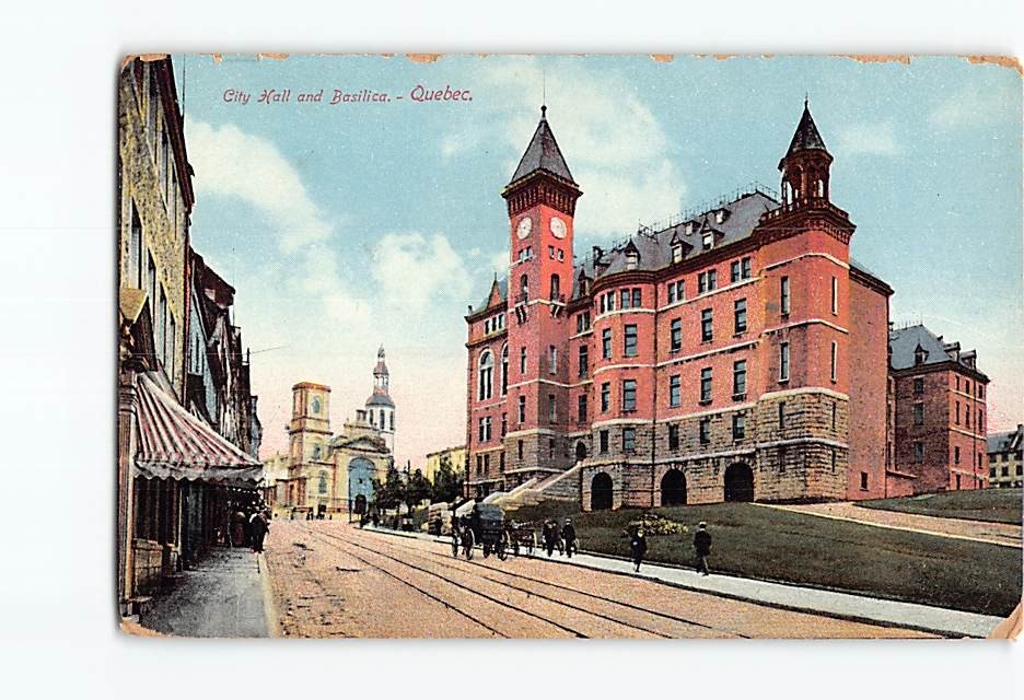 Postcard City Hall & Basilica Quebec Canada