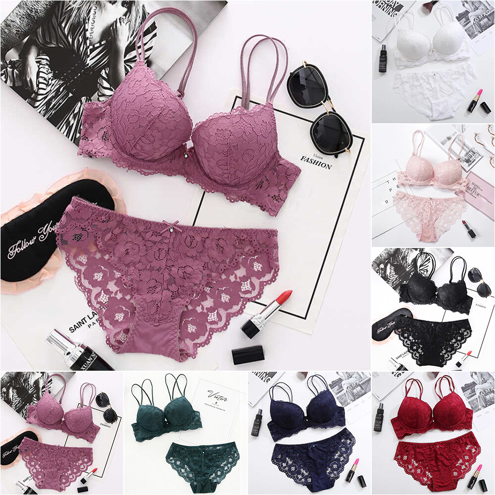 Women's Sexy Lace Bra Panties Set Lingerie Underwire Brassiere Nightwear Push Up