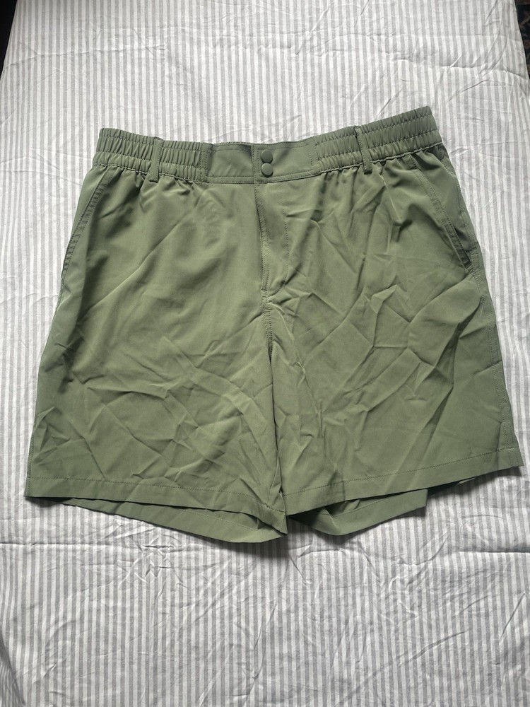 Burlebo Men's Green Athletic Shorts L Stretch Lightweight Double Back Pocket
