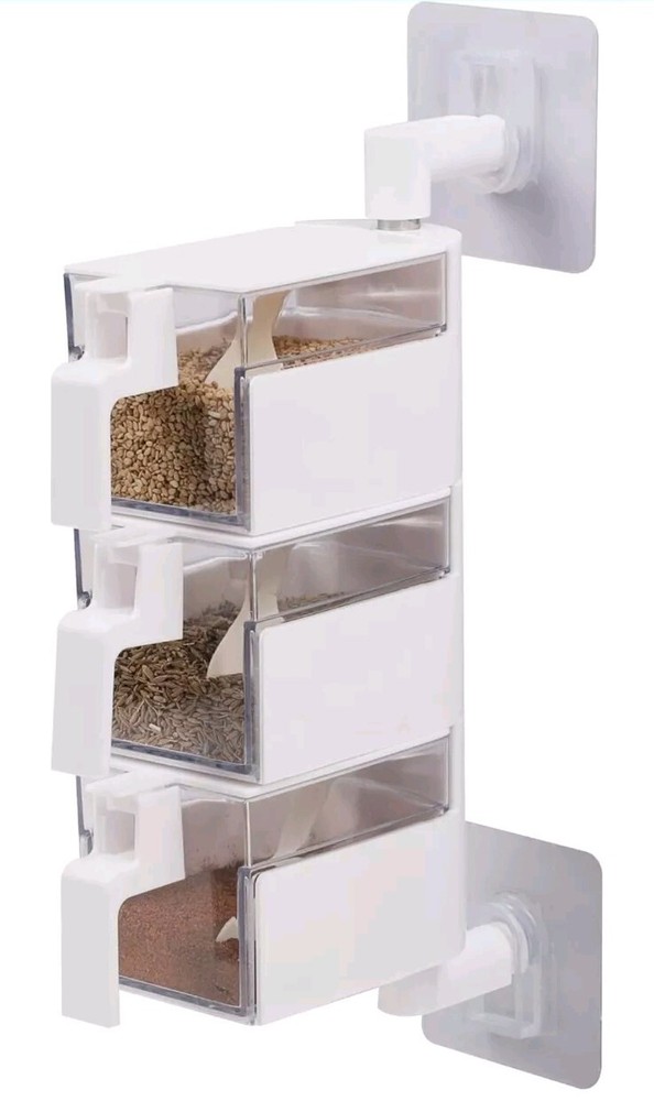 3 Tier Swivel Wall Mount Spice Rack Organizer with Removable Shelves