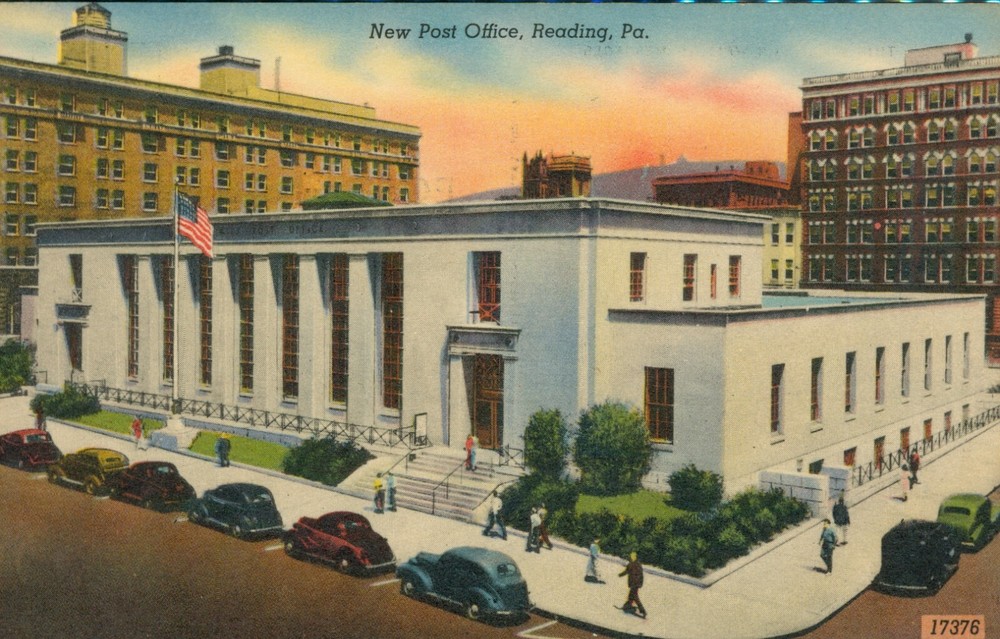 New Post Office Reading Pennsylvania PA Postcard