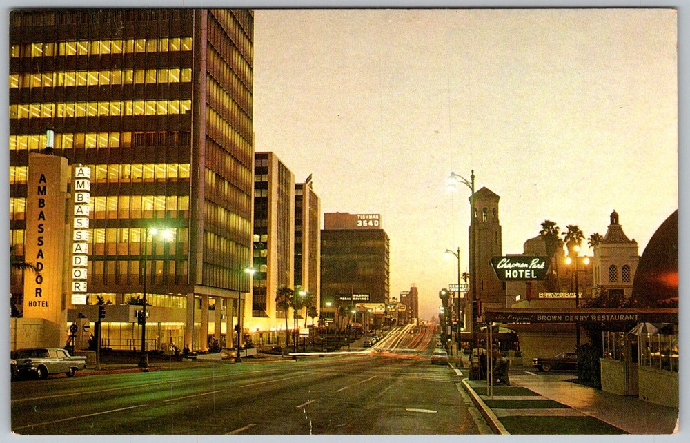 Vtg Postcard Ambassador Hotel Brown Derby Los Angeles, CA 1950s
