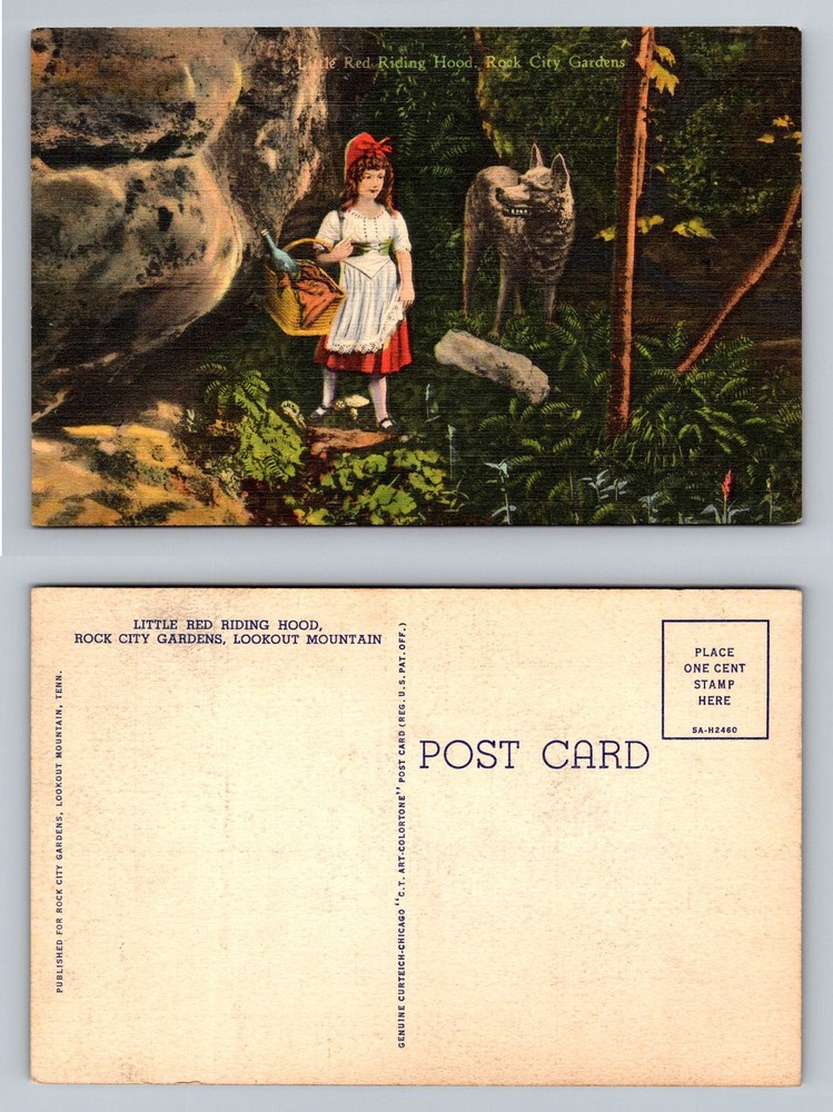 Lookout Mountain, TN-Tennessee, Little Red Riding Hood & Wolf Vintage Postcard