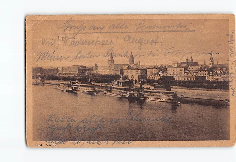 Postcard City Skyline Mainz Rhine River Germany