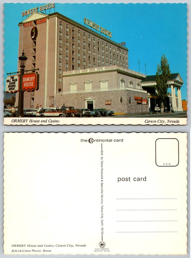 Ormsby House Hotel Casino Carson City Nevada Vintage Postcard 1960s