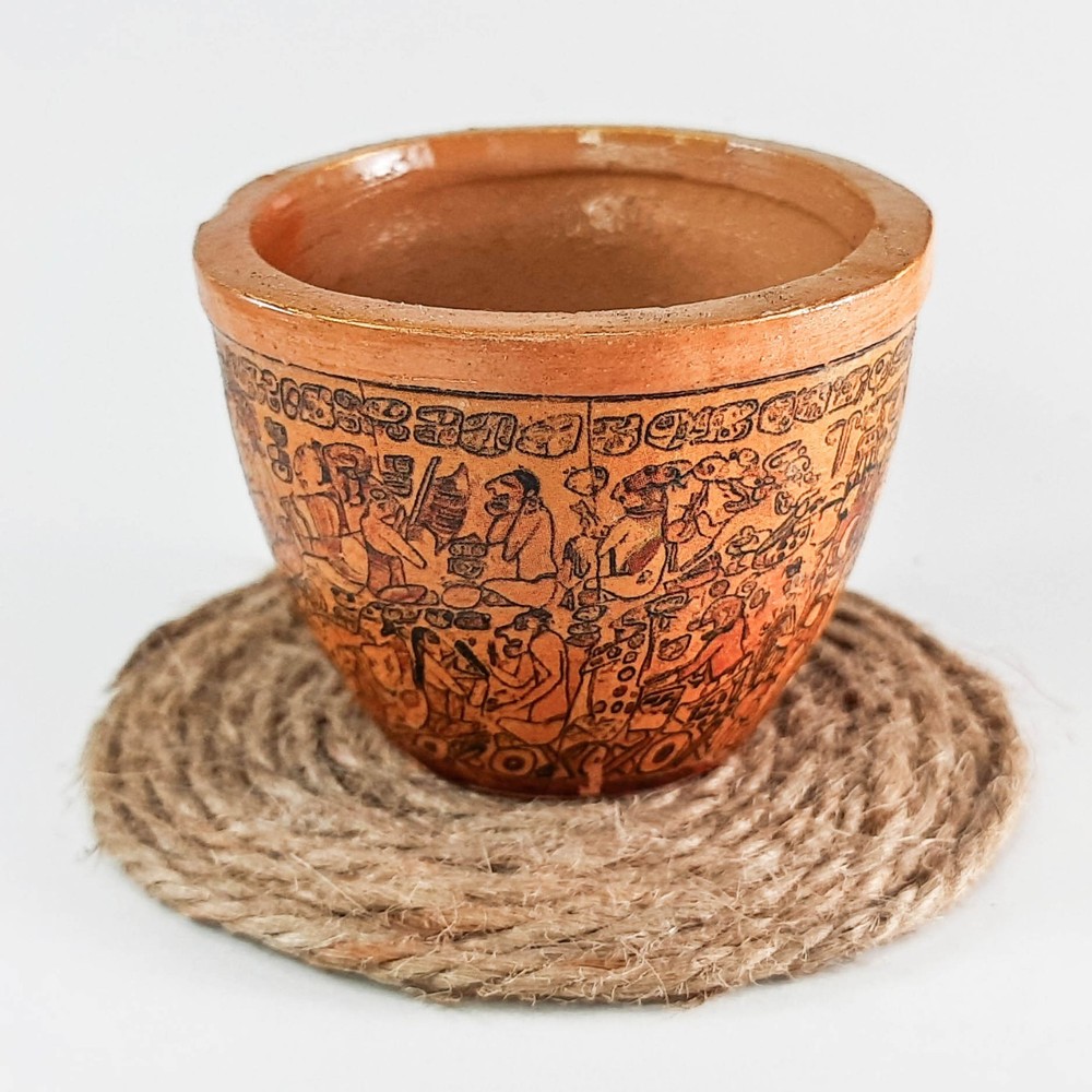 Museum replica Mayan Clay Pottery Printed Antique style Home decor Collectible