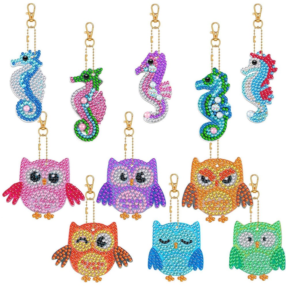 11 Pieces DIY Diamond Painting Keychains Full Round Drill 5D Diamond Painting...