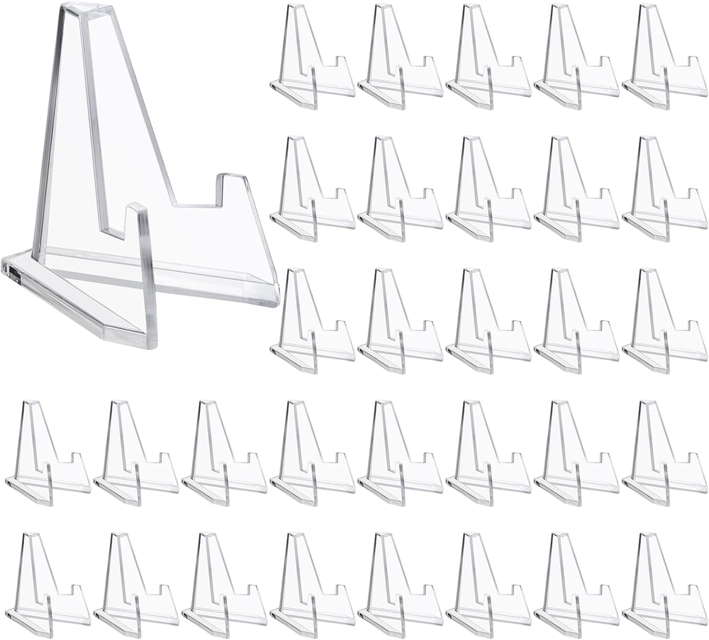 36 Packs Mini Clear Acrylic Easel Display Stands Sports Card 2.25 Inch Coins Ea