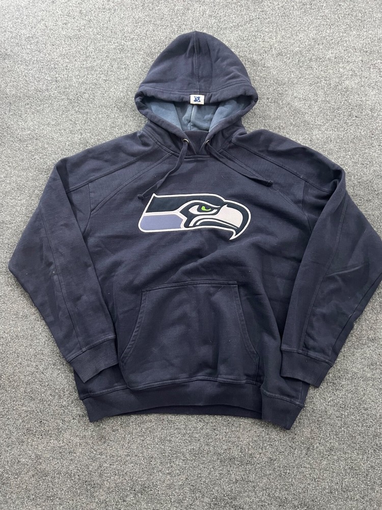 Seattle Seahawks Sweatshirt Men's Large Blue Logo Hoodie NFL Team Apparel
