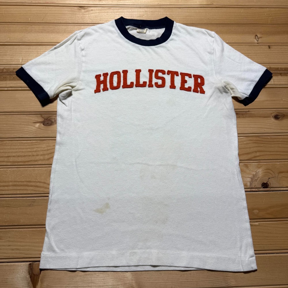 Vintage Y2K Hollister California Spellout Retro Skater Graphic Ringer T-Shirt XS