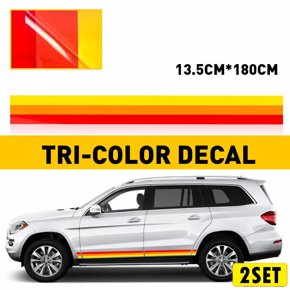 2X TRI-COLOR Side Rocker Stripes Decal Vinyl Sticker For All Toyota Tacoma Lexus