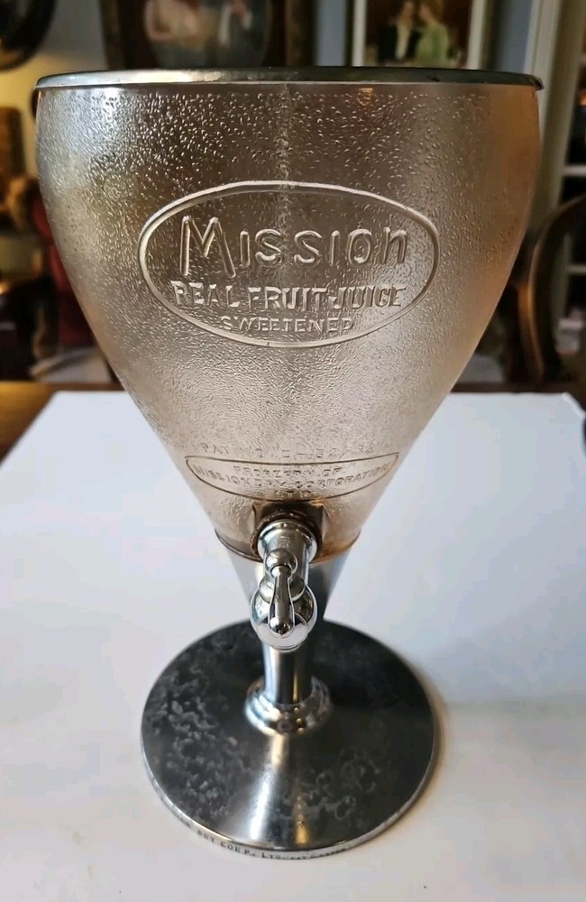 ANTIQUE SODA FOUNTAIN MISSION REAL FRUIT JUICE SWEETENED - SYRUP DISPENSER 1920